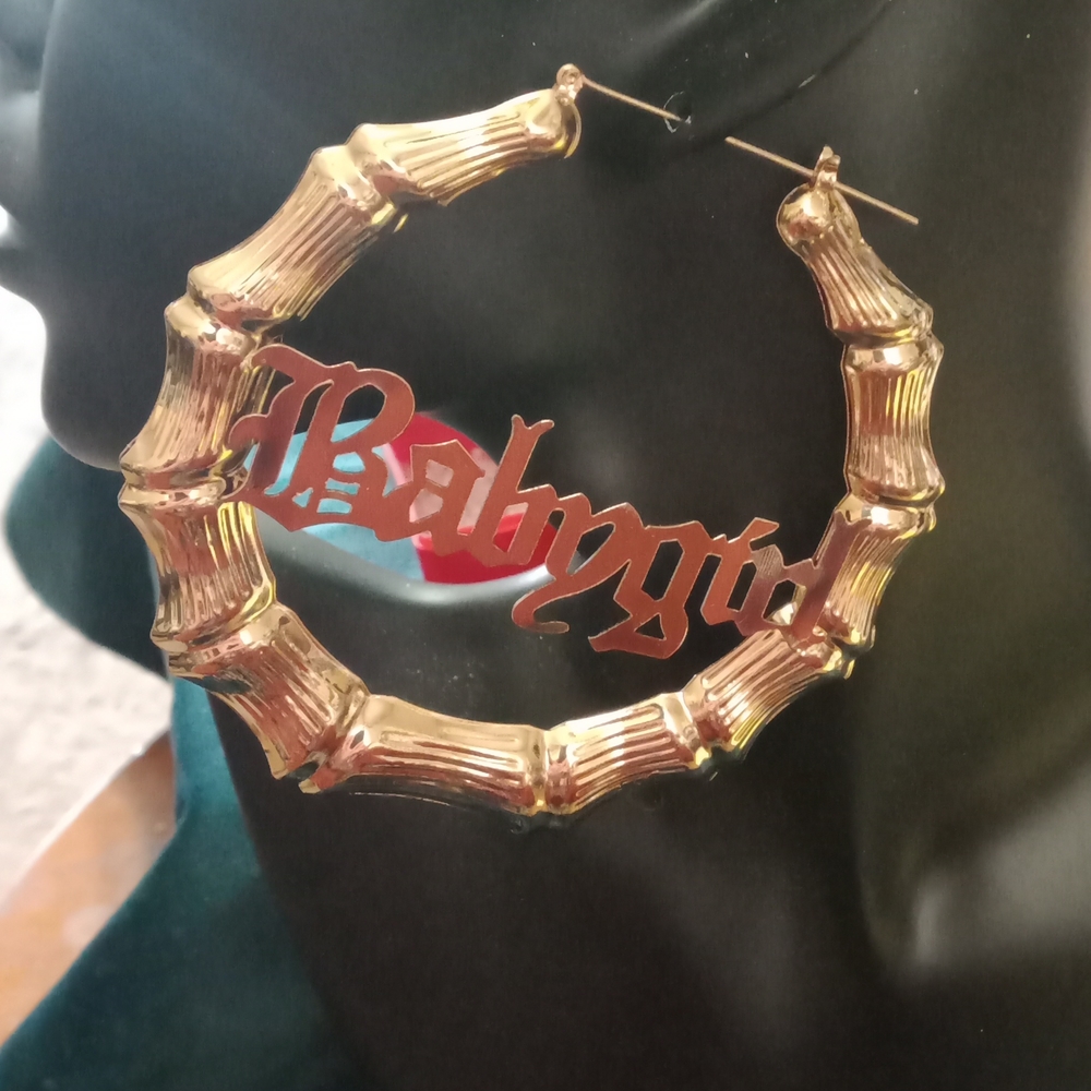 Large BABYGIRL Earrings Gold Tone